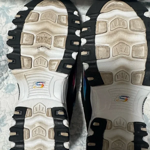 Skechers Women’s Black Sneakers with Rainbow Tie-Dye Accents - Picture 3 of 5